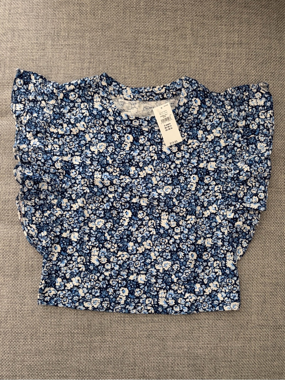 NWT Baby Gap Crinkle Gauze Top, 3T, blue floral